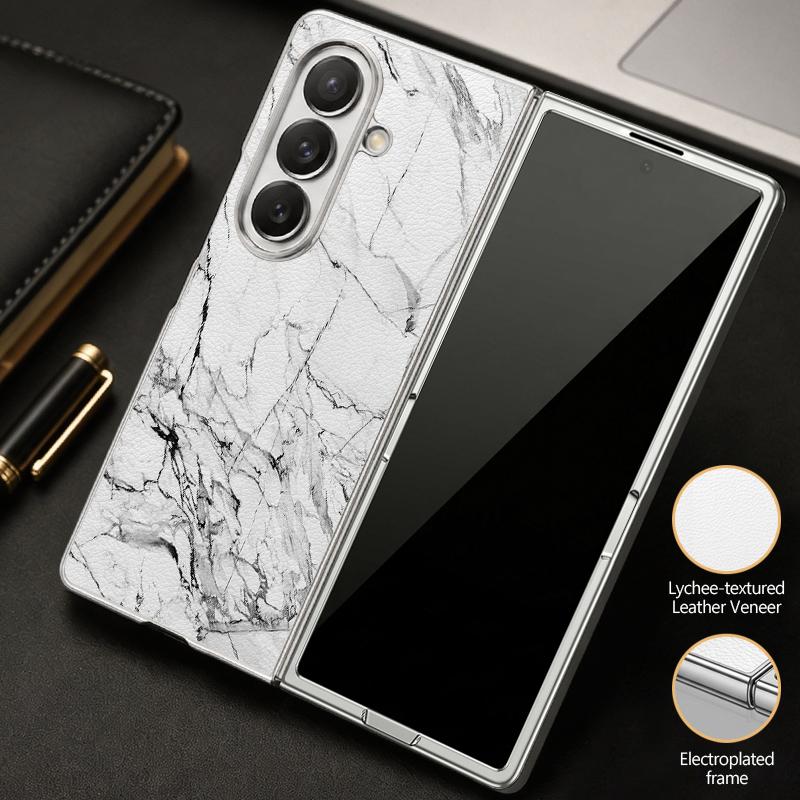 Watercolor Marble Case For Samsung Z Fold 8 Ultra 7 6 5 Luxury Plating Leather Skin Hard Phone Cover For Galaxy Z Fold8 Fold7 Fold6