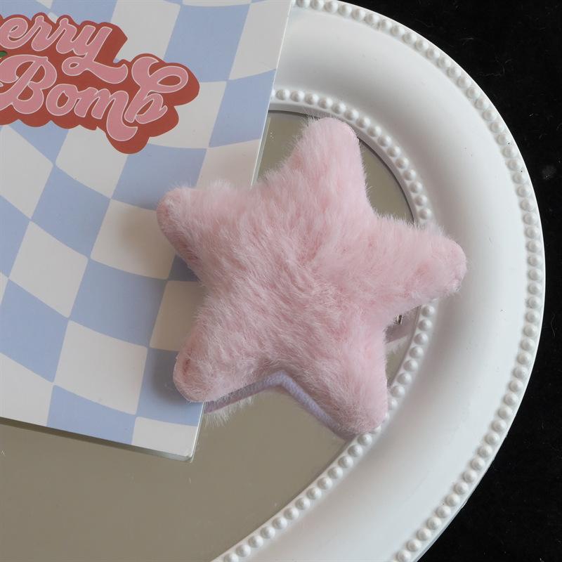 Mini Plush Star Hairpin Sweet Handmade Cute Pins Hairpin Headwear Hair Jewelry Accessories For Women Girls Bangs Clips