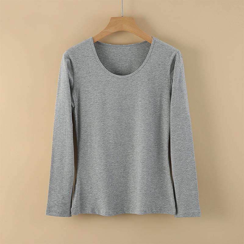 Women's Pure Cotton Long-Sleeve Thermal Sweater - Round Neck, Autumn/Winter Warm Top