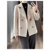 Women Loose Short Tweed Style Solid Color Turn Down Collar Casual Winter Coat