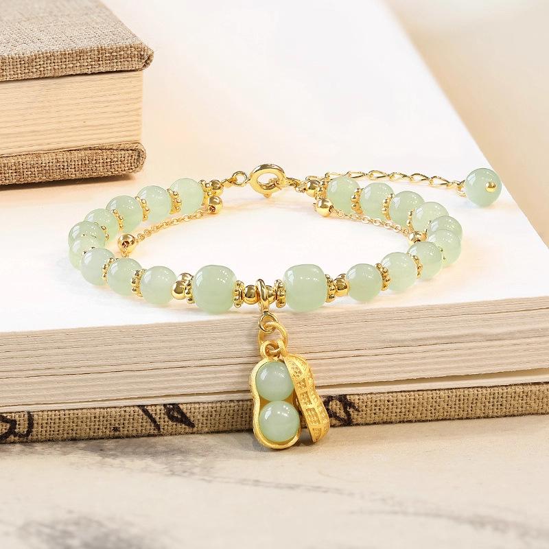 Elegant Hetian Jade & Peanut Women's Bracelet - Ideal Gift for Mother's Day, Birthdays, and Christmas