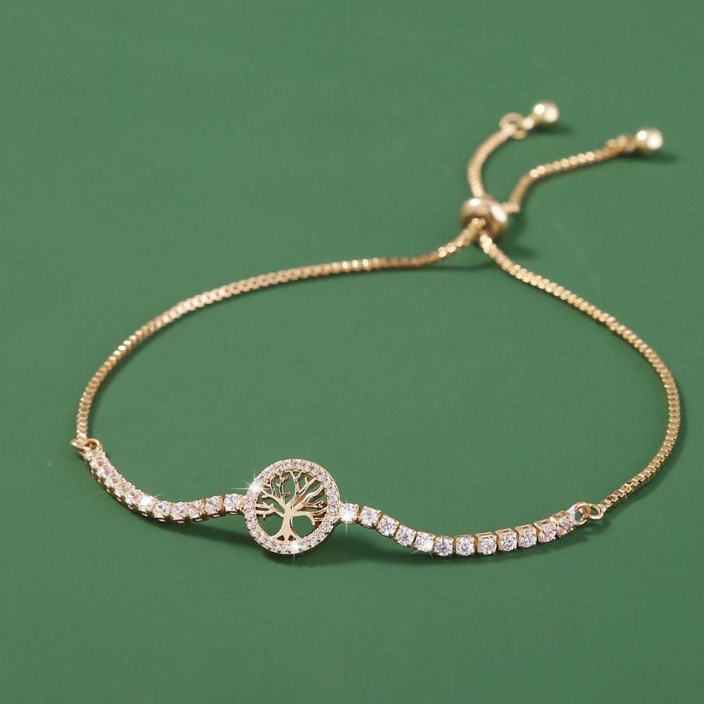 Stylish Adjustable Luxury Zircon Tree of Life Bracelet for Women