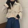 Women's Retro Corduroy Jacket - Korean Style, Loose Fit, Long-Sleeved, Perfect for Spring and Autumn.