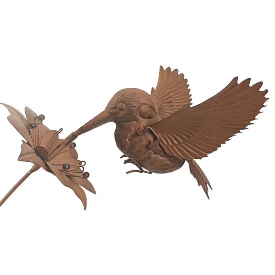 Weatherproof Metal Yard Inserts Wrought Iron Hummingbird Flower Garden Stake, Decorative Art, Art Decorations Anti-Rust Decor Sign for Balcony