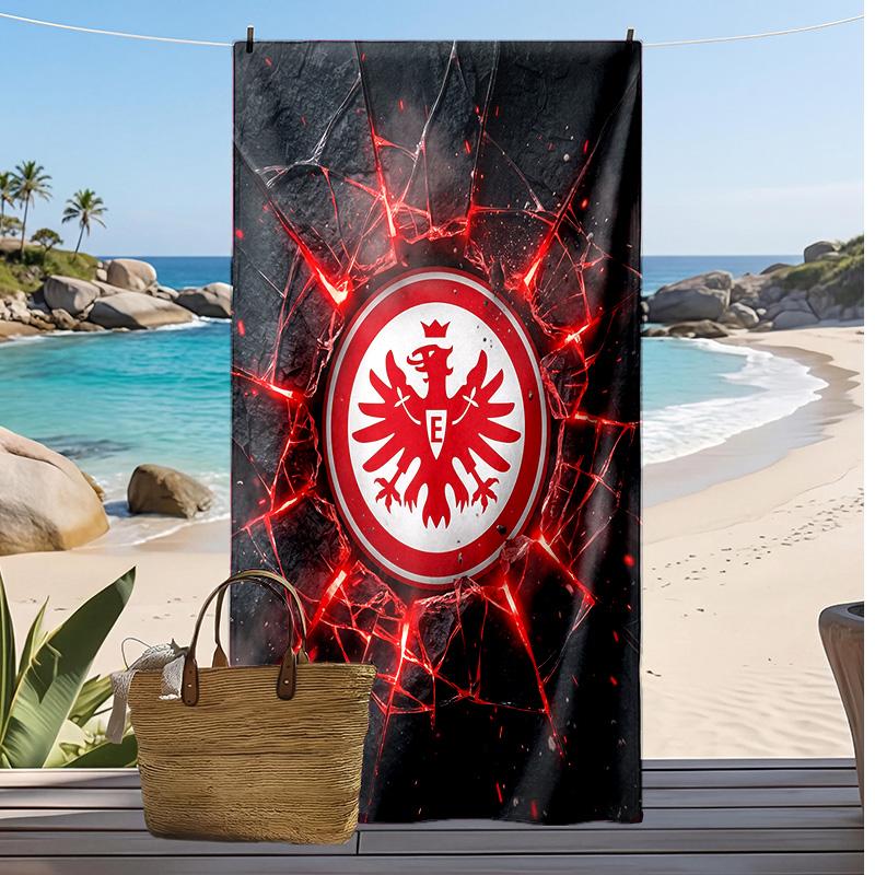 Eintracht Frankfurt Fußball Print Strandtuch, Großes Weiches Schnelltrocknendes Handtuch für Strand Camping Schwimmen 70cmx140cm(27x55inch)