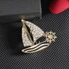 Vintage Enamel Blue Sailboat Brooches Caribbean Pirate Ship Lapel Pin For Men Women Clothing Luxury Accessories Jewelry