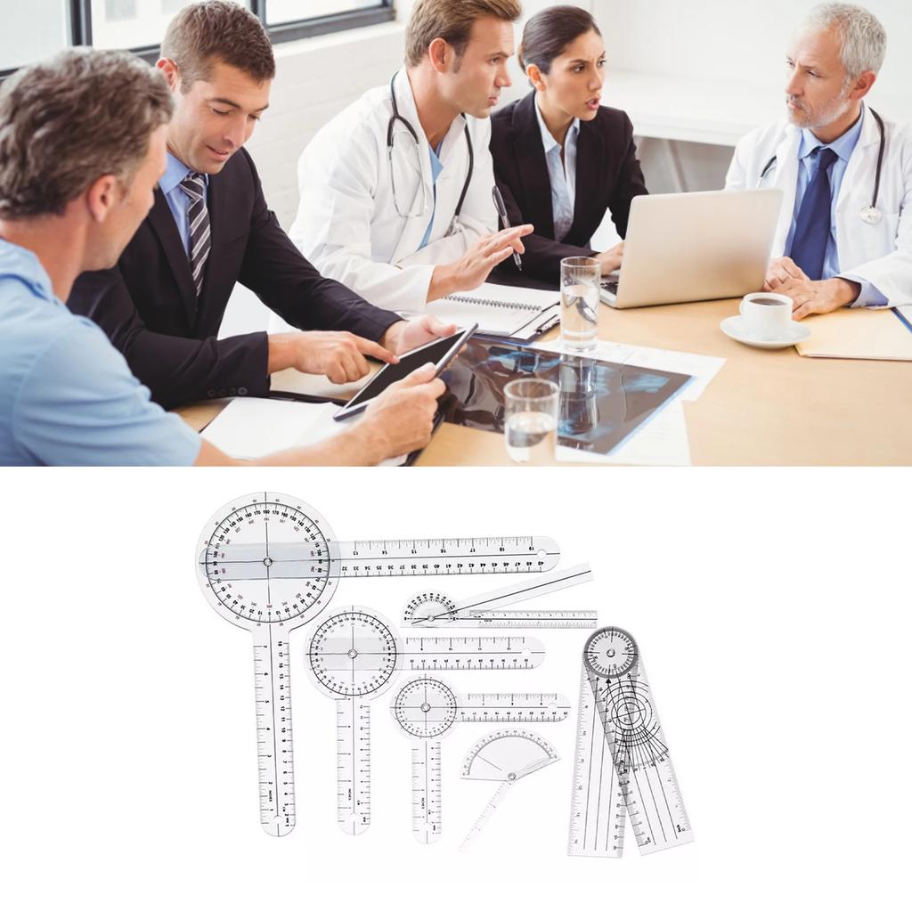Set de 6 bucăți Goniometre Medicale PVC Transparent Scară Clară Rezistent la Uzură Riglă de Unghiuri pentru Ortopedie