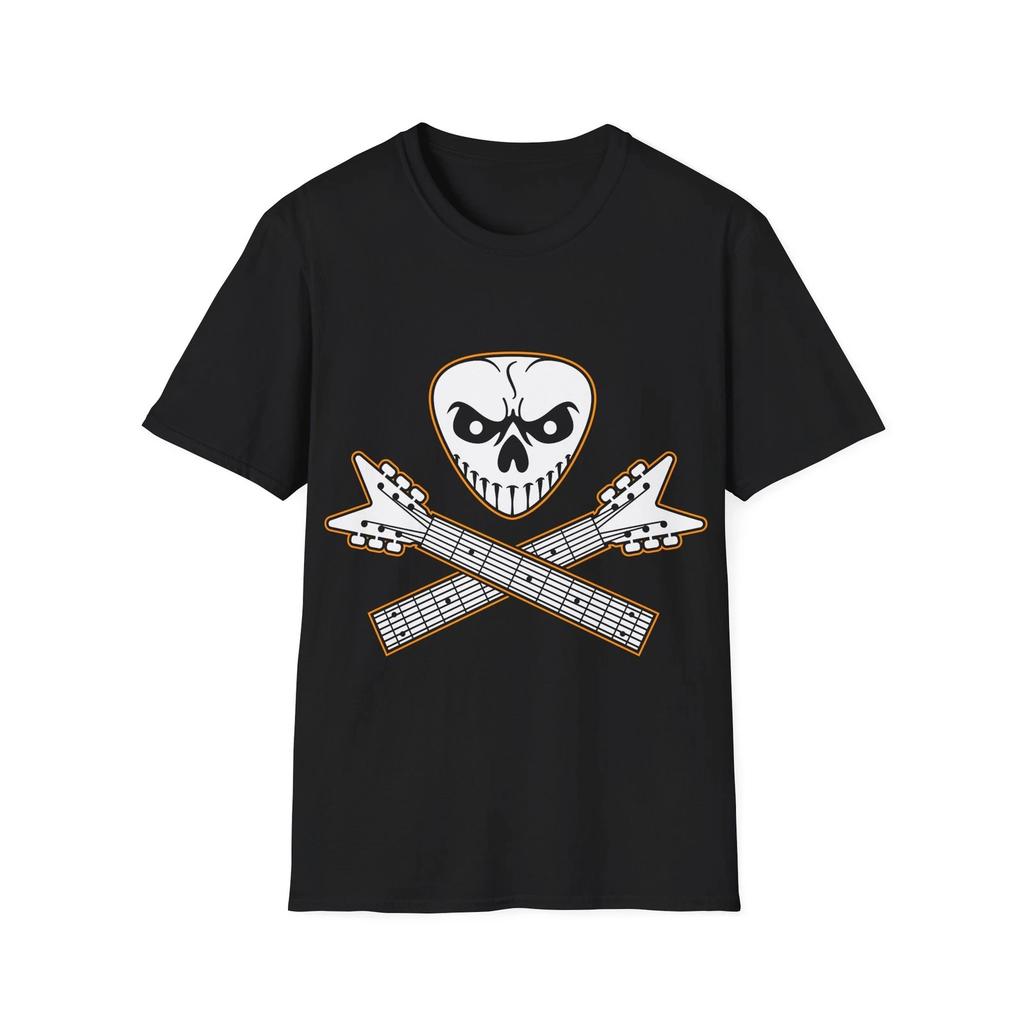 Guitar Skull and Bones T-Shirt, Rock Metal Music Tee, Unisex Regular Fit Top