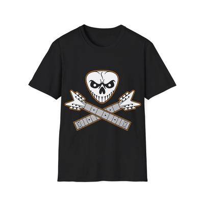 Maglietta Teschio e Ossa Chitarra, Maglietta Musica Rock Metal, Top Unisex Vestibilità Regolare