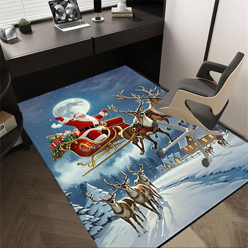 

1pc Santa Claus, reindeer sleigh Carpet Office Rug Outdoor Mat Home Decor Area Carpet Festival Gift 60cm by 90cm