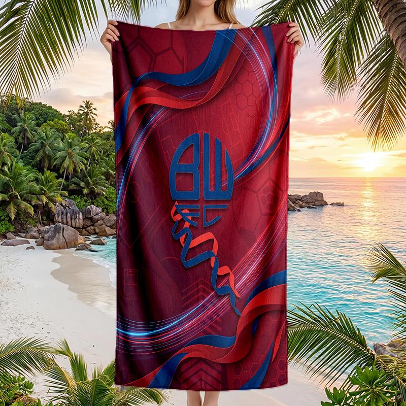Bolton Wanderers FC Print Quick Dry Beach Towel Microfiber Absorbent Portable Travel Swimming Towel