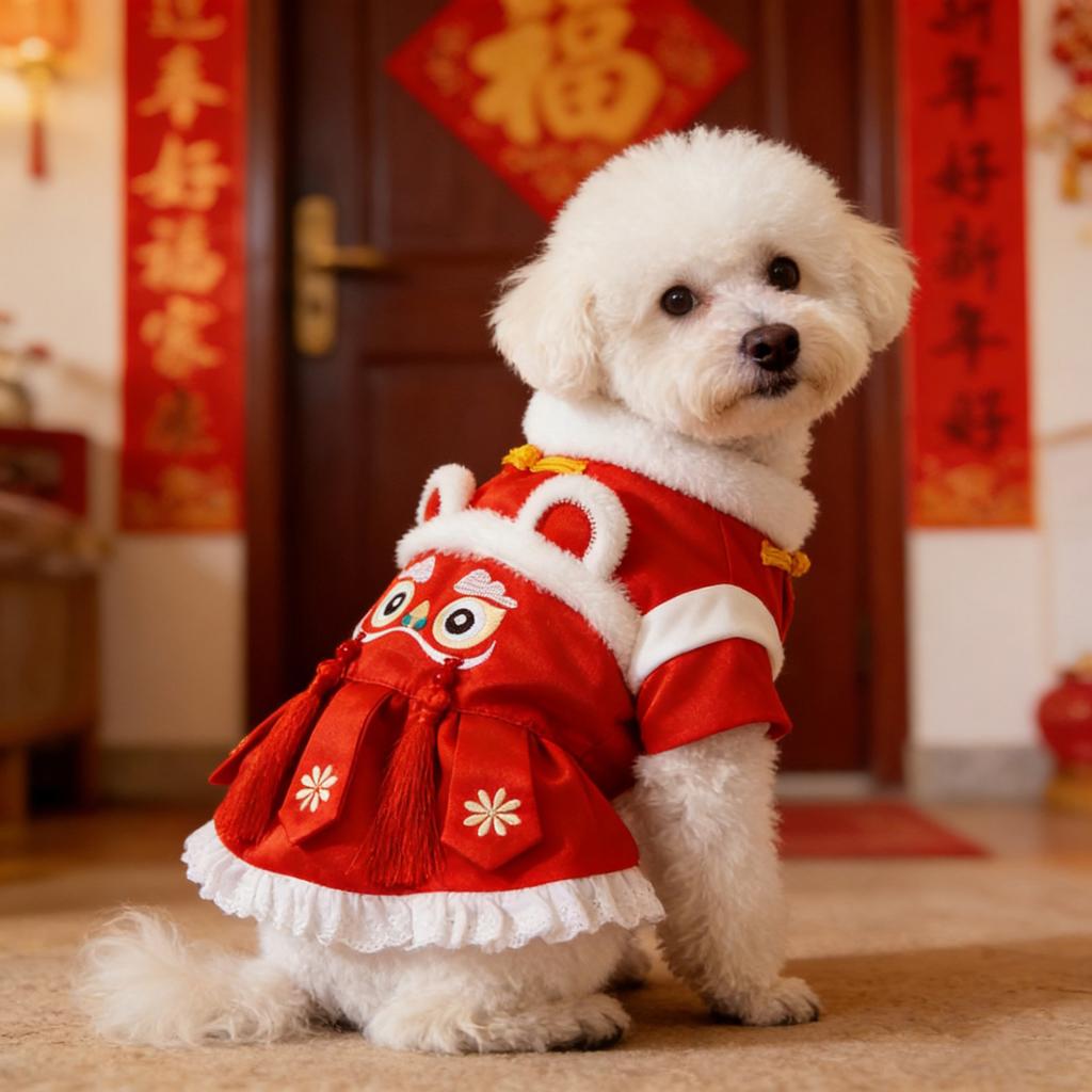 Pet Clothing For Cats And Dogs. Chinese New Year Festive Pet Clothes. Skirts. E