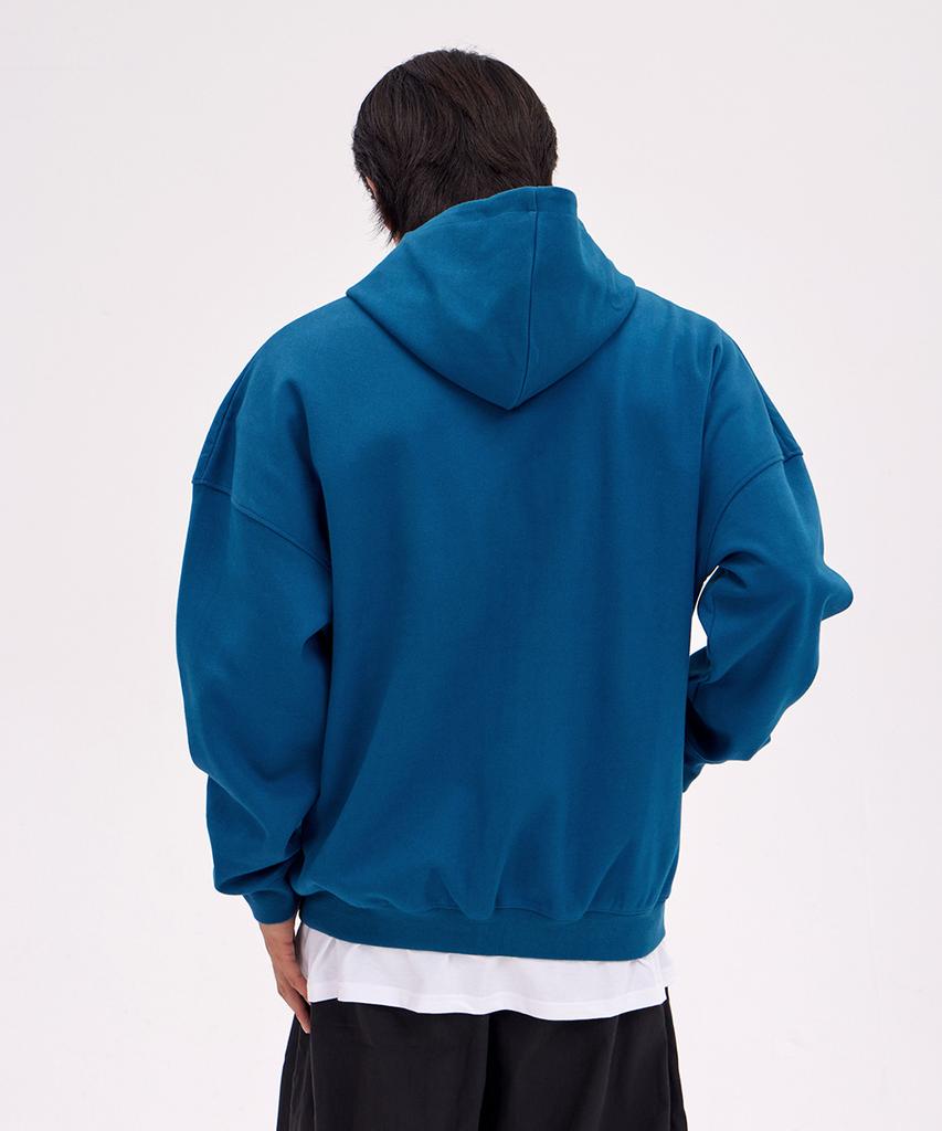 Astral Projection Oversized Wide Shoulder Zip-Up Hoodie_Teal Blue