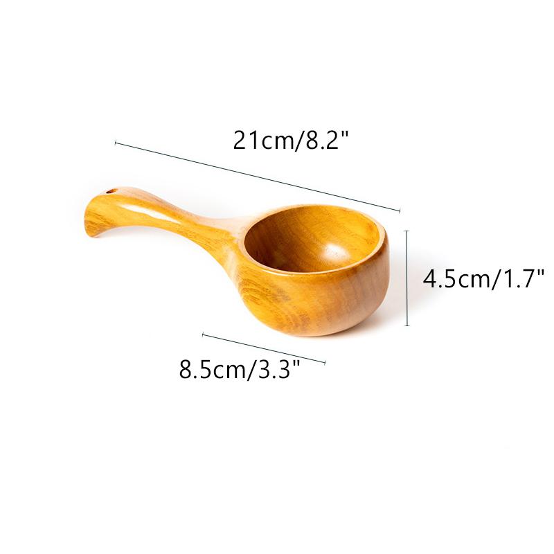1Pieces Japanese Wooden Kitchen Gadgets Large Soup Ladle Japanese Short Handle Porridge Spoon Soup Ladle Outdoor Tableware