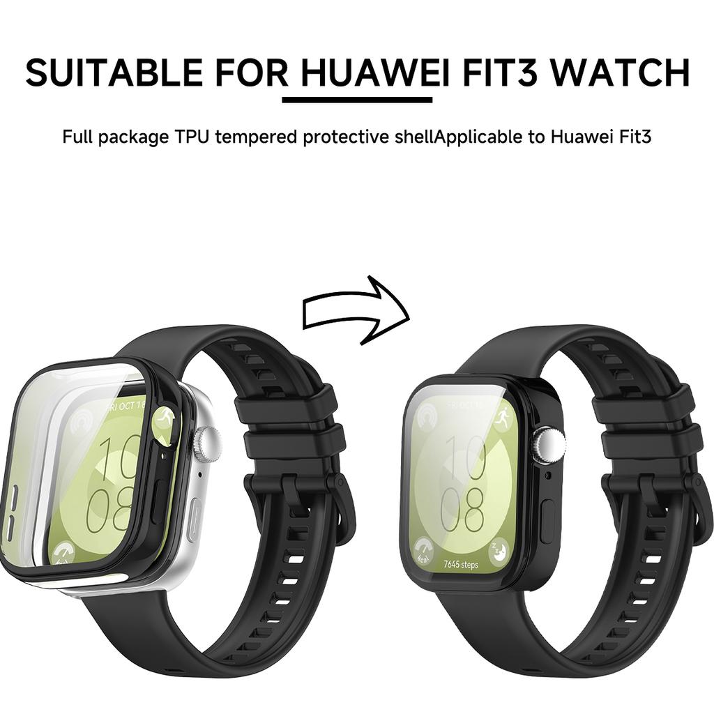 Für Huawei Watch Fit 3 Armband Weiches Silikon Sportuhrband + TPU Weiche Hülle Atmungsaktives Smartwatch Armband Für Huawei Fit3 Correa