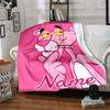 Custom Name Pink Panther Violin Flannel Blanket For Super Soft Cute Comfort Blanket For Travel Bedding Couch Sofa Blanket