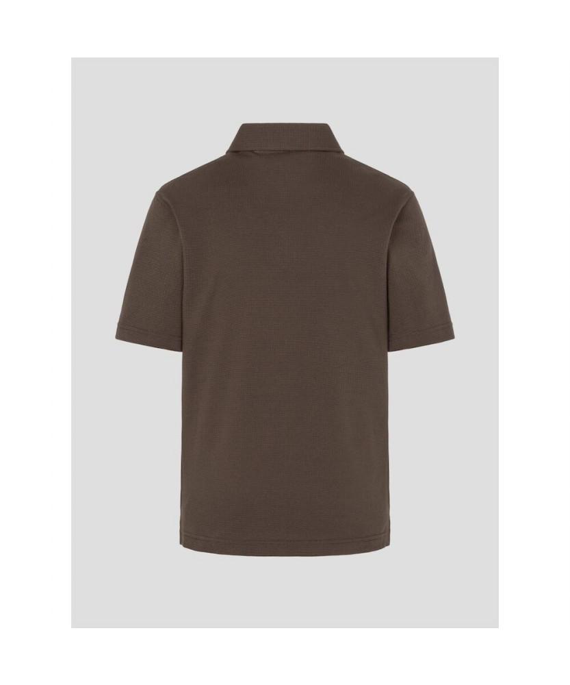 Binpolmen Open-Neck Soft Crescent Pique T-Shirt Brown