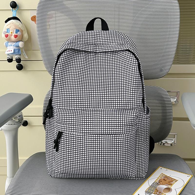 Student Schoolbag Large Capacity Check Backpack