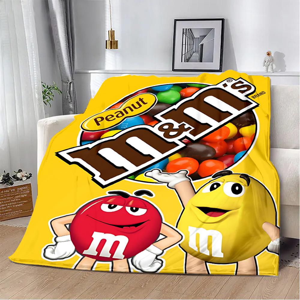 

Мультяшное Шоколадное M-M&M s Логотип Печатное Одеяло Пледы для Пикника Теплое Одеяло Мягкое Удобное Одеяло Домашнее Путешествия Подарок на День Рождения 30x40in