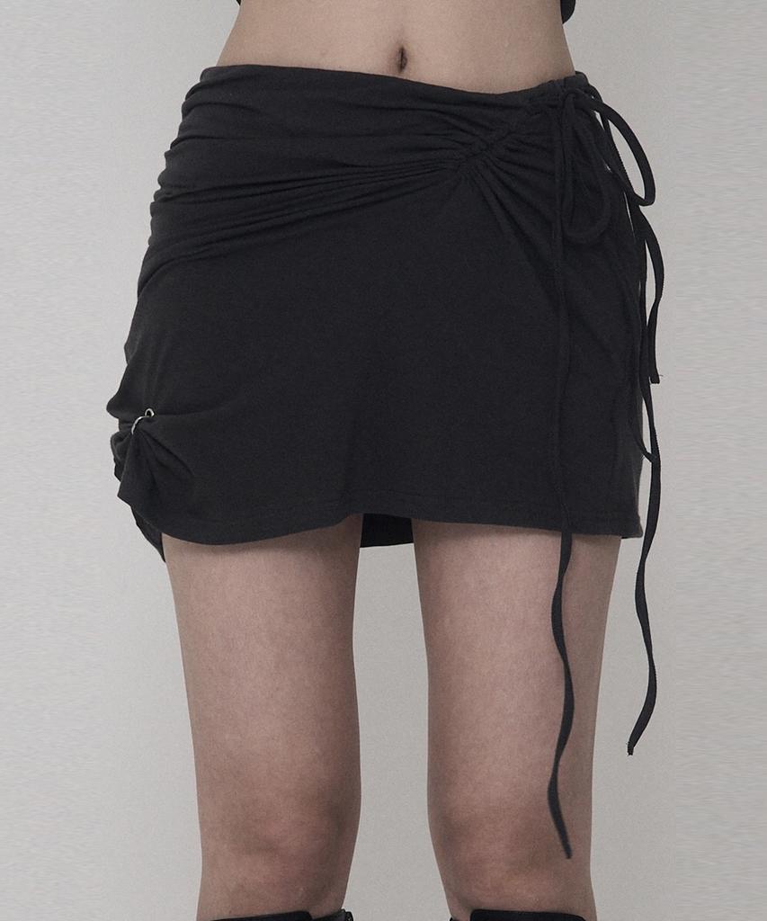 ETRE AU SOMMET Piercing Drape Setup Mini Skirt (Charcoal)