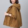 2024 Plus Size Hooded Trench Coat for Women - Loose Fit Spring & Autumn Workwear Jacket