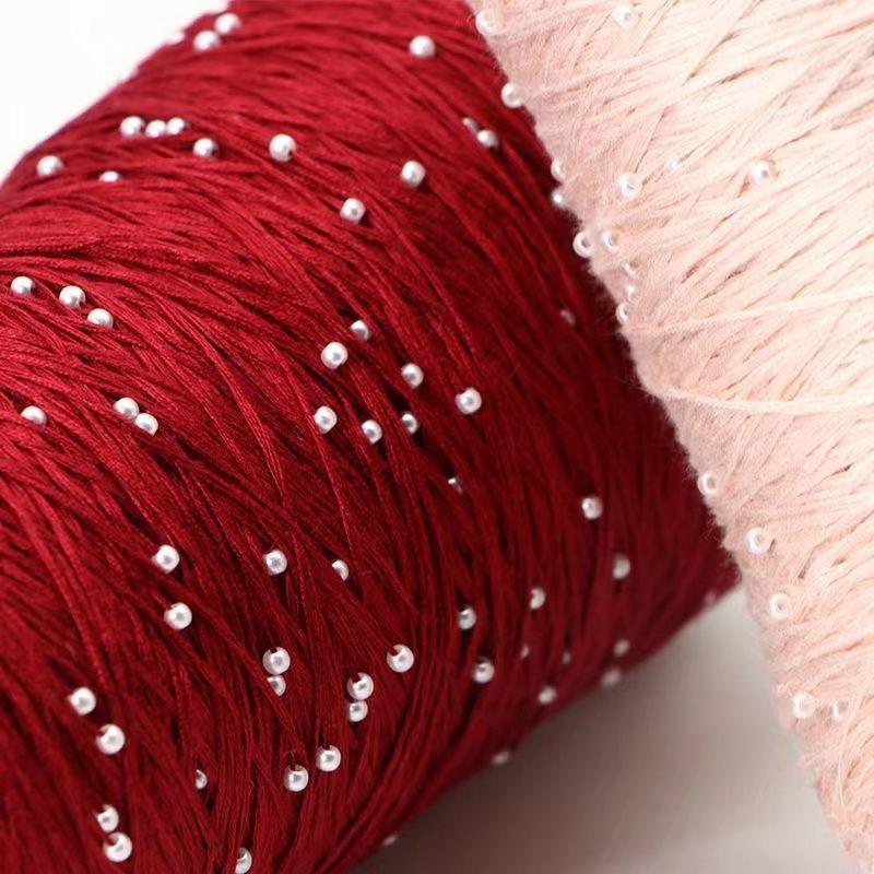 350g 70% CottonSoft Crochet Hand Pearl Beaded Yarn  Lace 6# Hand-Knitted Thread For Summer Knitting Sweaters Hats Scarves Luxury