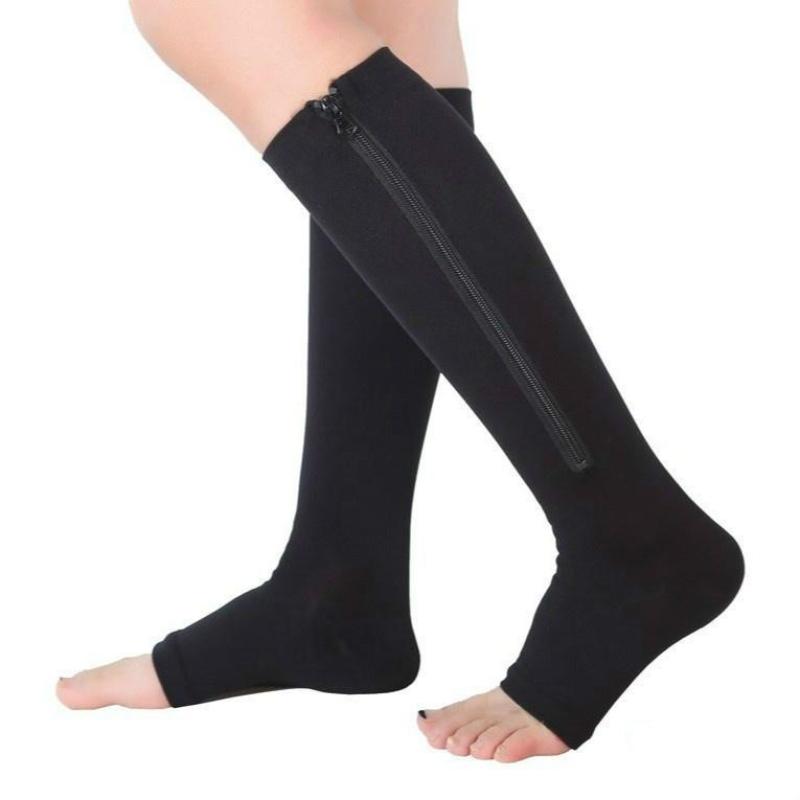 Zipper Medical Compression Socks With Open Toe Zipper Stocking