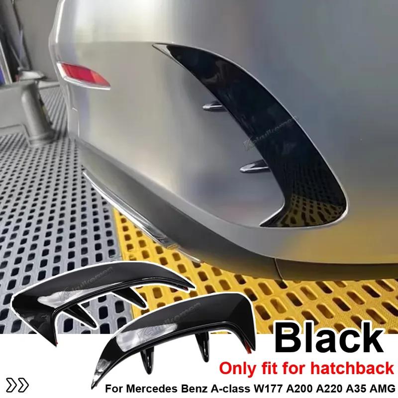 Pair Rear Flicks Bumper Spoilder Canards Splitters For Mercedes Benz A Class W177 A200 A220 A35 AMG Hatchback 2018 -
