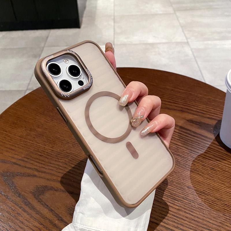 

Модный прозрачный чехол Magsafe с фиолетовой полоской для iPhone 16 14 15 Plus 11 12 13 15 pro max с беспроводной зарядкой, магнитный матовый чехол For iPhone 13