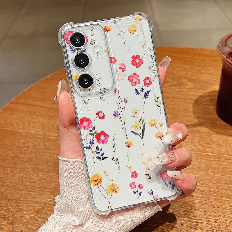Klar durchsichtige Handyhülle mit Pfirsichblütenmuster für Samsung Galaxy A57 A37 A17 A56 A36 A55 A35 A26 A16 A25 A15 A54 Weiche Silikonhülle Galaxy A34