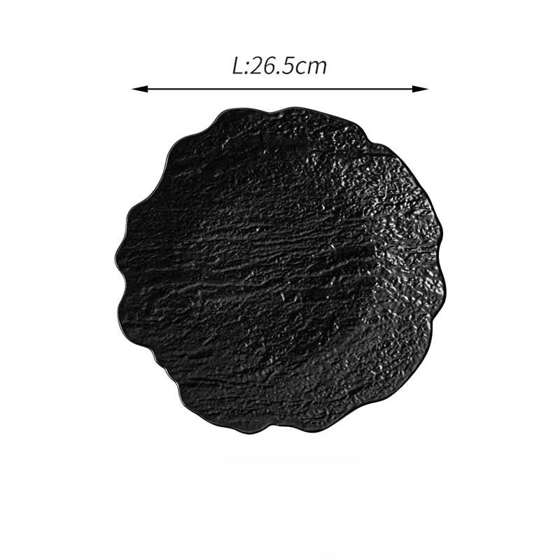 

Керамическая тарелка в форме цветка с каменным узором, однотонная мелкая тарелка, тарелка для стейка, десертные тарелки, салатные тарелки, креативная посуда
