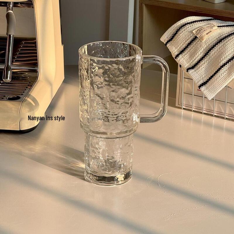 Qiwei Large Capacity Glass Straw Cup with Handle and Lid