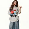 Summer Cotton Short Sleeve T Shirts Female O Neck Loose Cartoon Print Tee Tops Women Korean Loose Casual Short Sleeve 2025