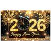 2026 Neujahrsbanner 2026 Design Uhr Dekor Banner Goldene Lichter Banner Beleuchtetes Design Für Feiertagsfeier 2026 Feier