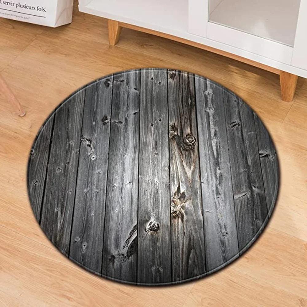 Rund matta med träådring Mjuk cirkelområdesmatta Halkfri Vardagsrum Soffbord Soffa Golvmatta Sovrum Hängande korgstolsmattor