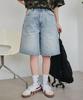 WEGO Vintage Wash Denim Light Denim Women's Shorts, Medium,