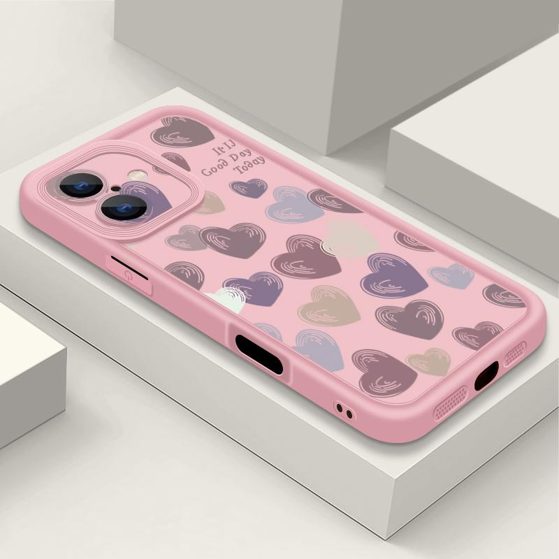 Cute Love Heart Phone Case For iPhone 16 Pro Max Shockproof TPU Soft Silicone Cover Coque For iPhone 15 Pro Max 14 13 12 11 Phone Case