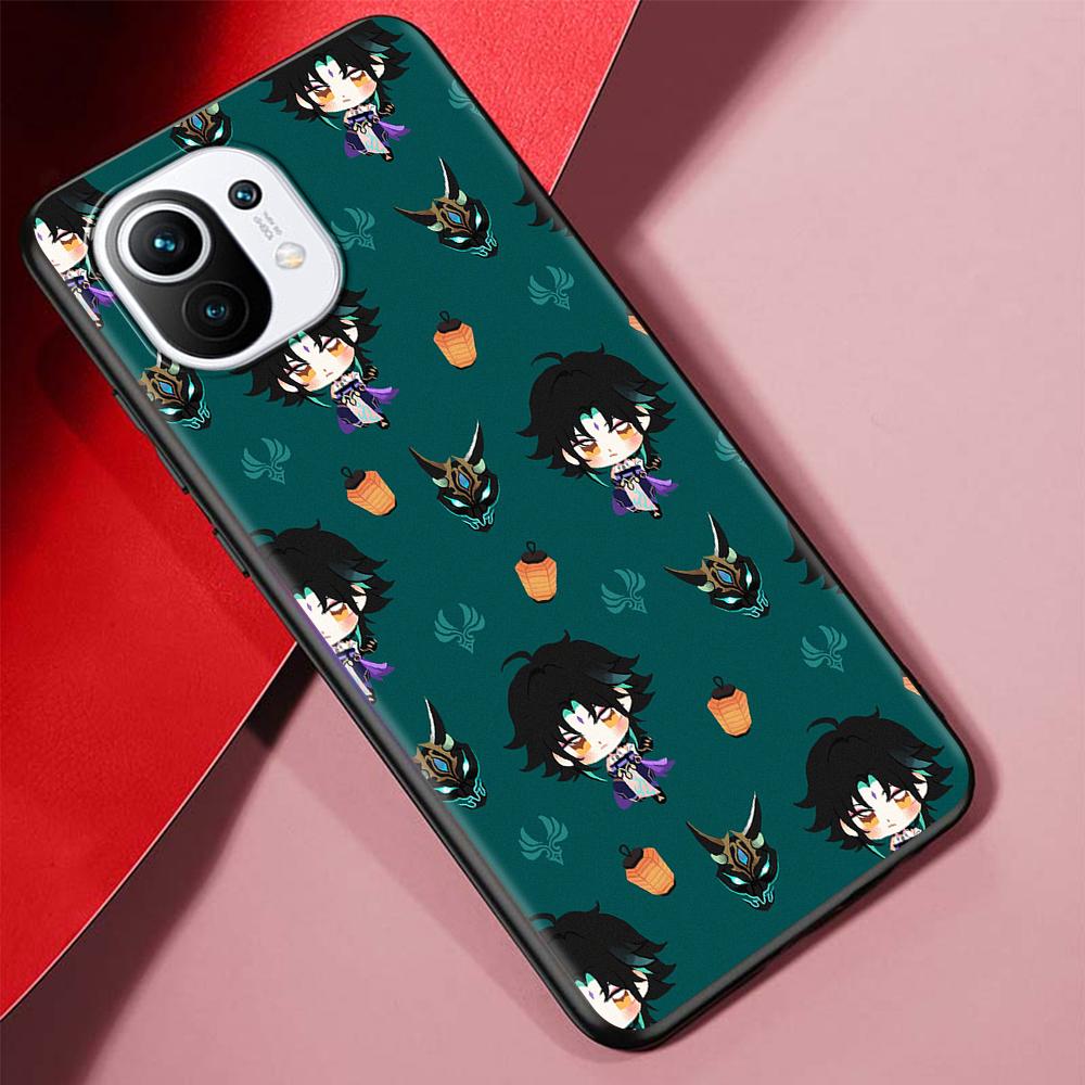 Cartoon Genshin Impact Case for Xiaomi Mi 11 Ultra 11T 10T 9T Pro Note 10 A2 9 8 Lite A3 CC9E 10S CC9 A1 Black Soft Phone Cover