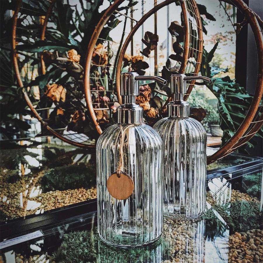 1pcs 400ml Glass Soap Dispenser Refillable Hand Soap Dispenser Premium Bathroom Soap Dispenser for Bathroom Kitchen Decor
