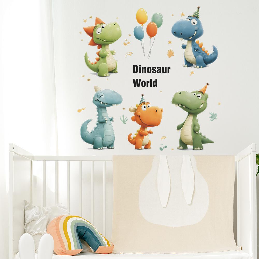 Cartoon Cute Dinosaurs and Balloons, Children's Room, Kindergarten, Home, Wall Decoration Stickers
