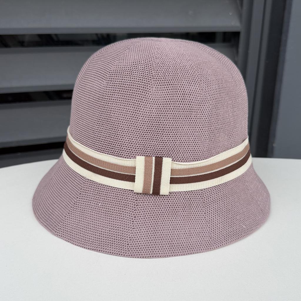 Simple and thin breathable knitted basin hat women's face protection sunscreen bucket hat summer travel sunscreen visor