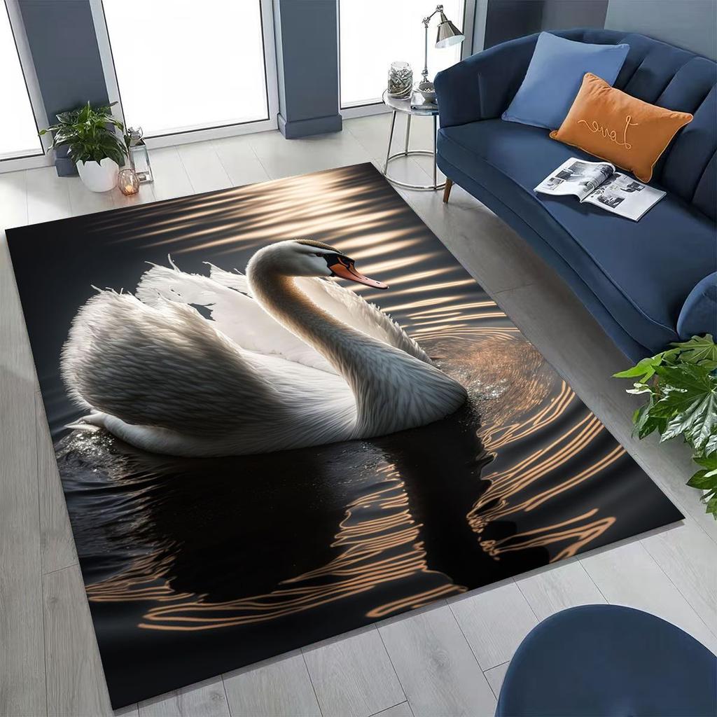 Traum Liebe Schwan Kunst Cartoon Teppich für Schlafzimmer Wohnzimmer Sofa Zuhause Fußmatte Dekor, Große Kinder Spiel Rutschfeste Bodenmatte Geschenk
