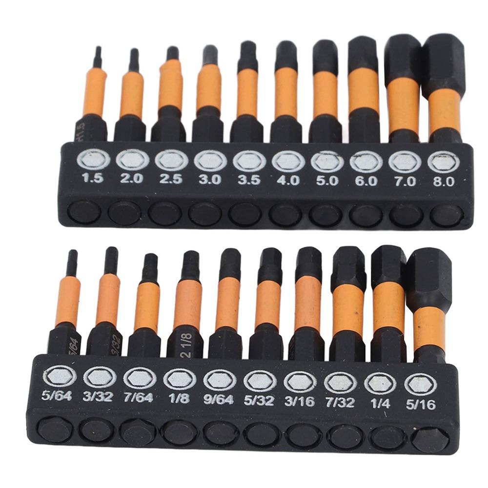20 PCS Metric and SAE Impact Hex Bit Set  for DIY Furniture Assembly & Car Repairs