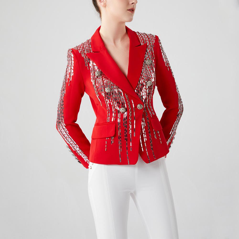2023 Early Autumn Women's Luxurious Sequin Beaded Blazer – European & American Style