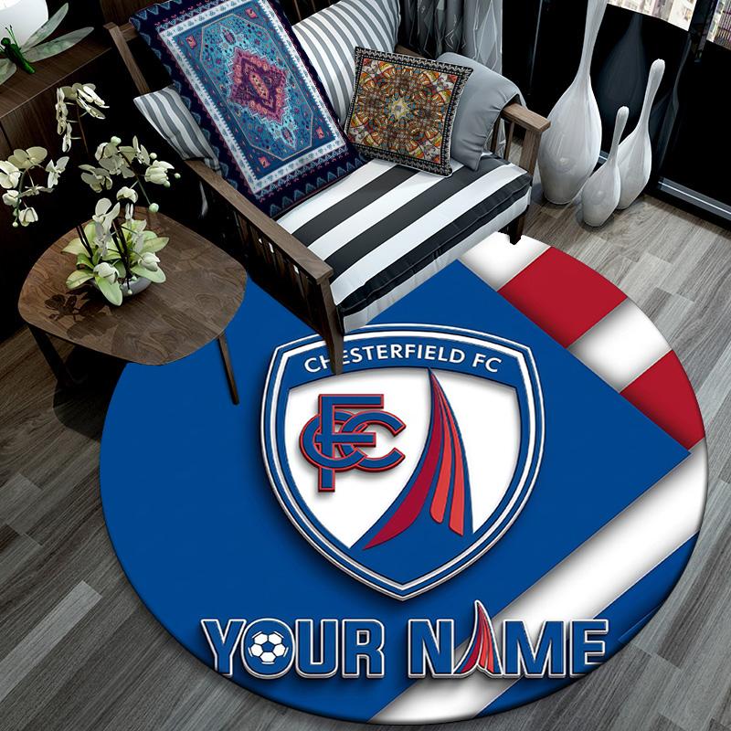 Custom Name Chesterfield F.C Round Area Rug,Carpet Rug for Living Room Bedroom Sofa Playroom Decor,Non-slip Floor Mat