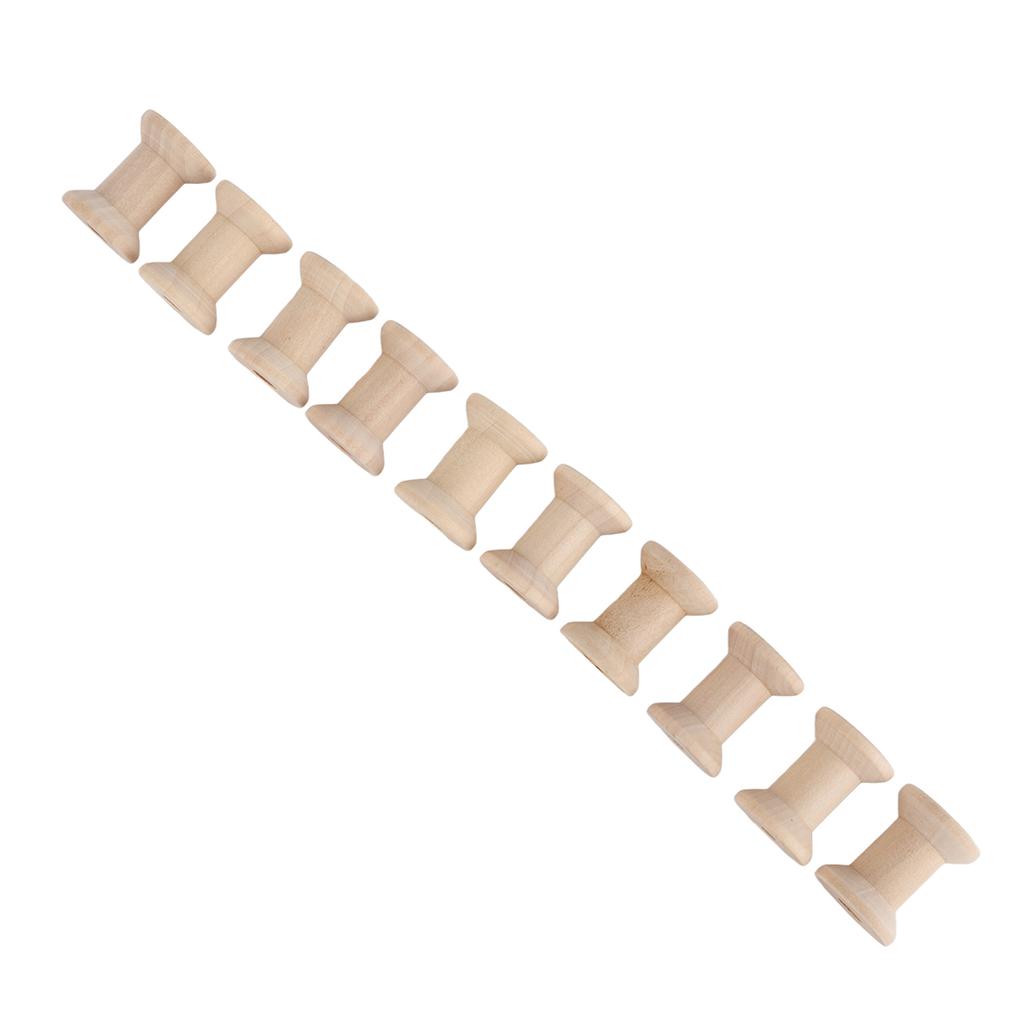 50pcs Wood Spools Polished Recyclable Retro Empty Spools Wooden Thread Spools for Crafts Arts
