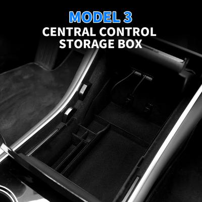 1PCS Car Central Armrest Storage Box ABS Flocking Center Console Organizer Case Container For Tesla Model 3 2017