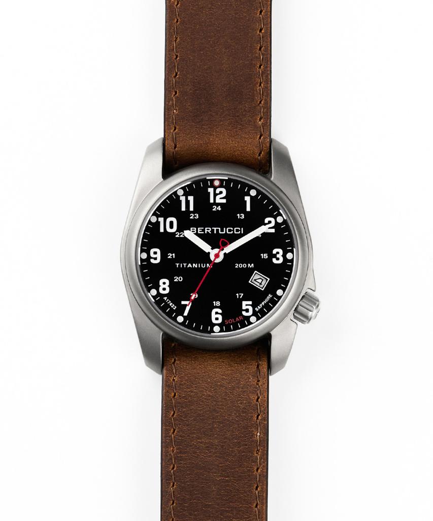 Beleutuchi Duration Leather Nato Strap 22Mm Olive Brown (Double Loop)