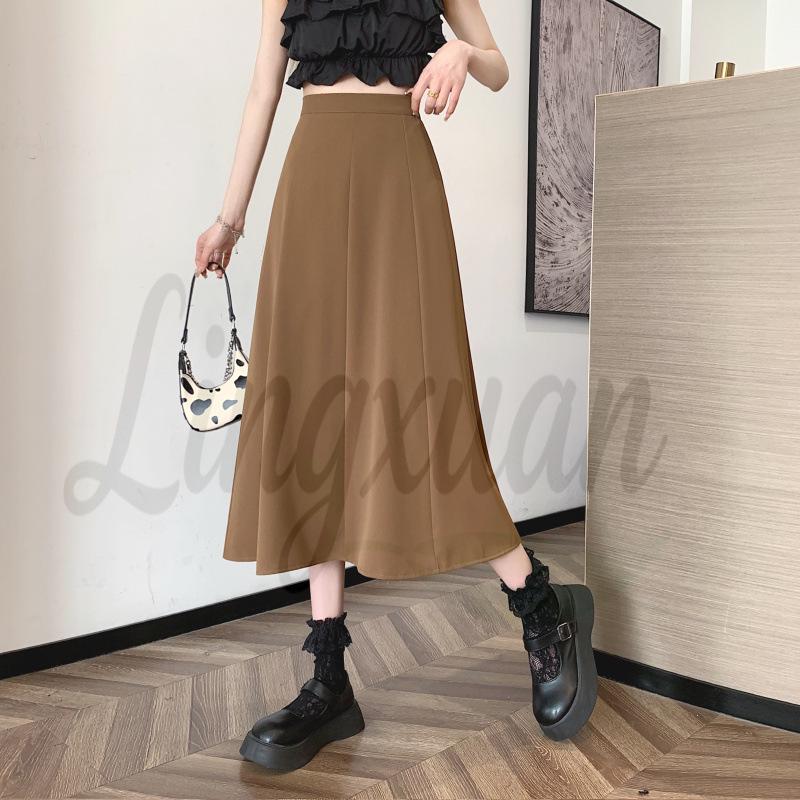

Plus Size Korean Autumn High Waist Pleated Umbrella Skirt Plus Size L