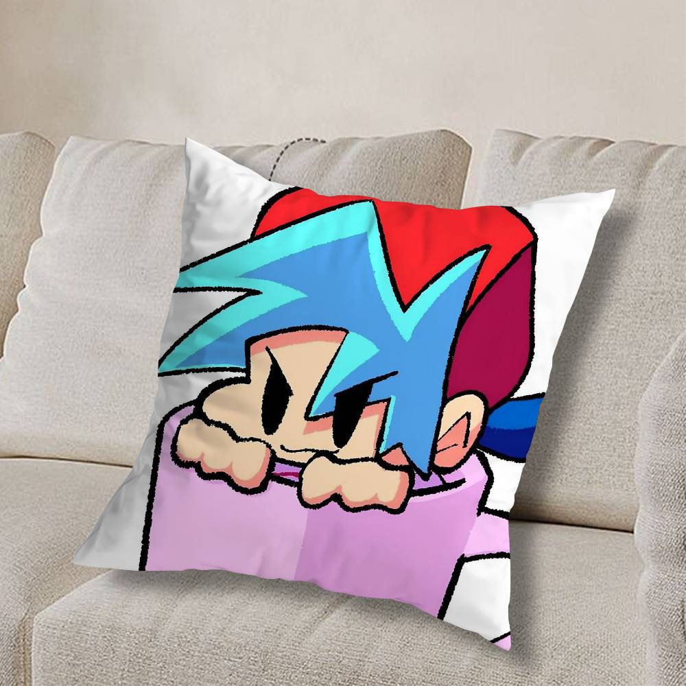F-Friday Night Funkin cool Pillow Case Square Double-Sided Printing Short Plush Sofa Cushion Cover Bedroom Bedside Pillow